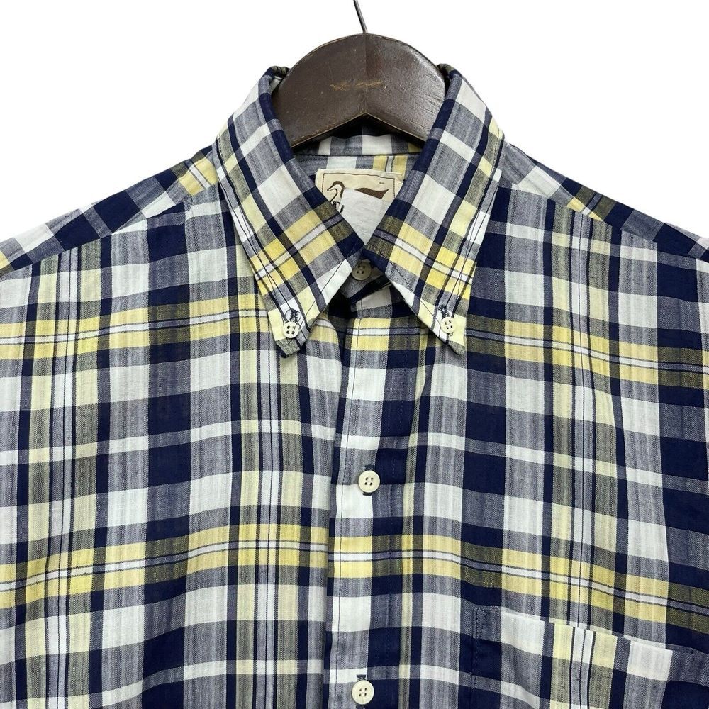 Duxbak Vintage Men's Sz Small Button Down Pocket L/S Shirt Blue/Yellow Plaid euc